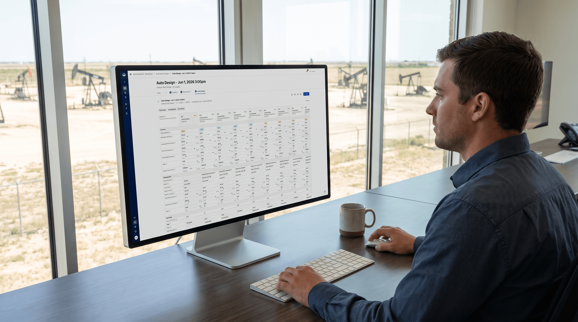 Engineers reviewing Automated Design ranked results on a monitor