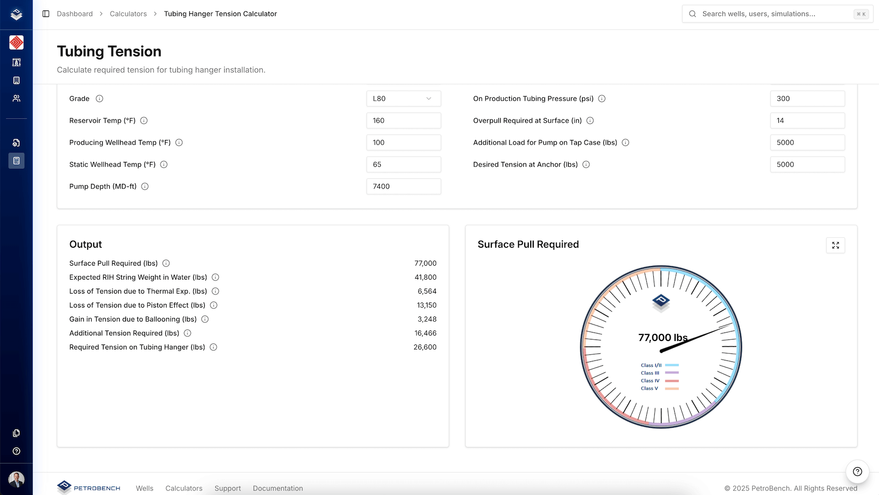 Tubing Tension Calculator interface